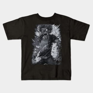 Zombie comic book style black and white Kids T-Shirt